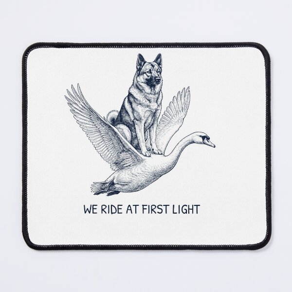 Item preview, We Ride at First Light Funny Norwegian Elkhound Mute Swan Dog Lover designed and sold by DoodleTortle.