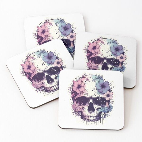 Item preview, Galaxy Drip Skull Sticker — Cosmic Gothic Floral Art | Melting Skull Watercolor Decal designed and sold by GeekStickerLab.