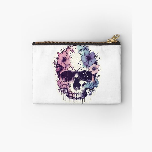 Item preview, Galaxy Drip Skull Sticker — Cosmic Gothic Floral Art | Melting Skull Watercolor Decal designed and sold by GeekStickerLab.