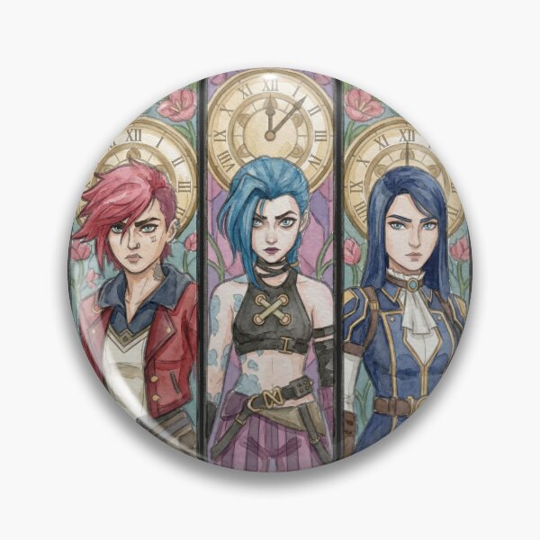 Artikelvorschau, Geheimnisvolle Aquarellzeichnung: Vi, Jinx & Caitlyn Buntglaskunst entworfen und verkauft von Brudy-R.