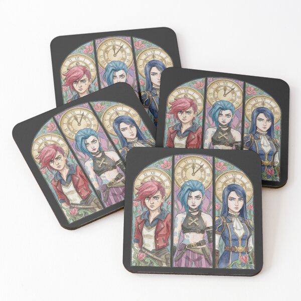 Item preview, Arcane Watercolor Drawing: Vi, Jinx & Caitlyn Stained Glass Art designed and sold by Brudy-R.