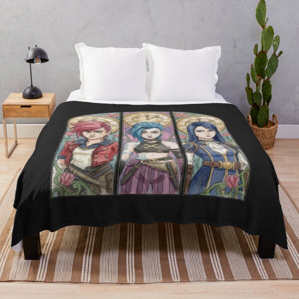 Item preview, Arcane Watercolor Drawing: Vi, Jinx & Caitlyn Stained Glass Art designed and sold by Brudy-R.