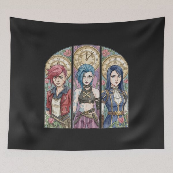 Item preview, Arcane Watercolor Drawing: Vi, Jinx & Caitlyn Stained Glass Art designed and sold by Brudy-R.