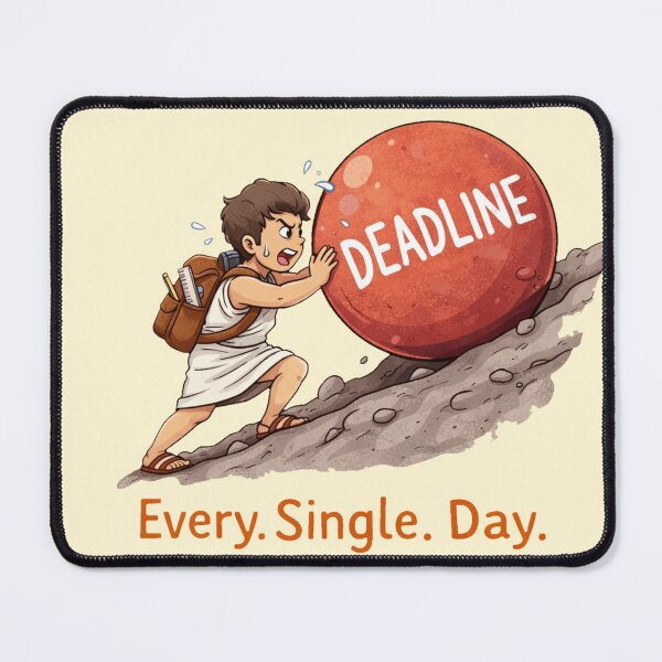 Item preview, Funny Sisyphus Student Meme Pushing Deadline Every Single Day designed and sold by MythoWorldddd.