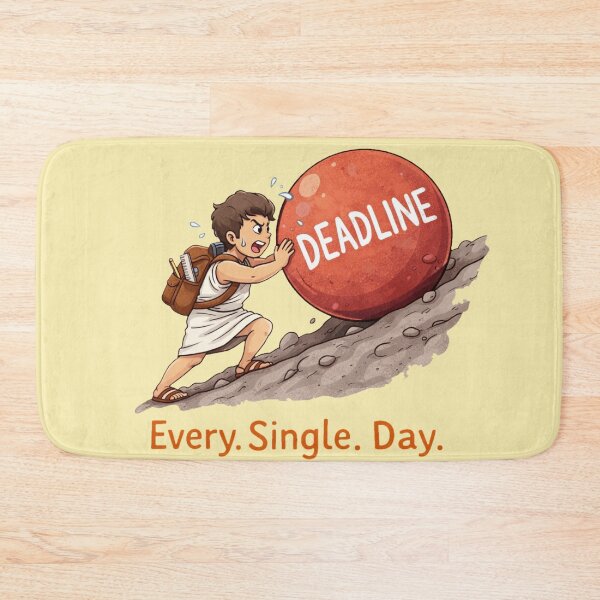 Item preview, Funny Sisyphus Student Meme Pushing Deadline Every Single Day designed and sold by MythoWorldddd.