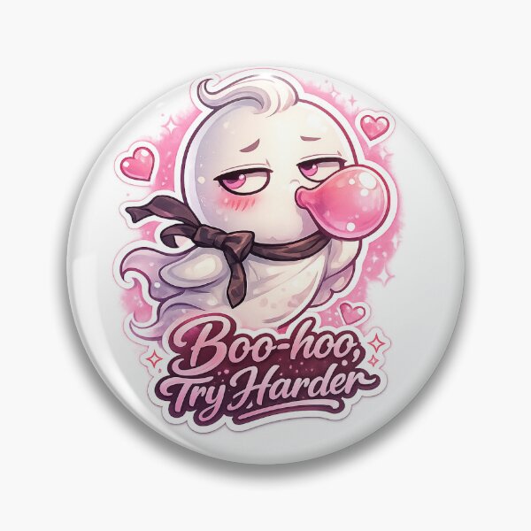 Item preview, Sassy Cute Ghost Bubblegum Sticker – “Boo-hoo, Try Harder” Attitude Ghost with Pink Glow designed and sold by SparkVault.