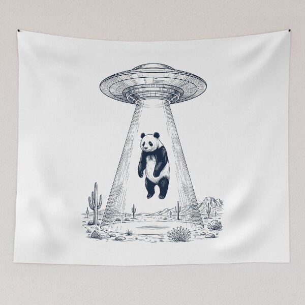 Item preview, Vintage Panda UFO Alien Western Animal Lover designed and sold by TerryConnells.