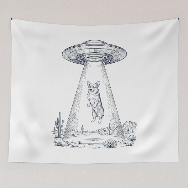 Item preview, Vintage Pembroke Welsh Corgi UFO Alien Western Dog Mom Dad Lover designed and sold by TerryConnells.