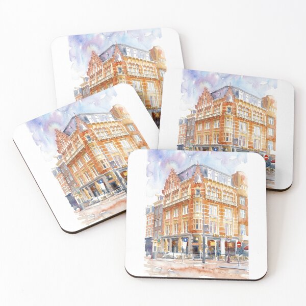 Item preview, Hotel Rembrandt Square in Amsterdam Watercolor Cityscape designed and sold by caracatita75.