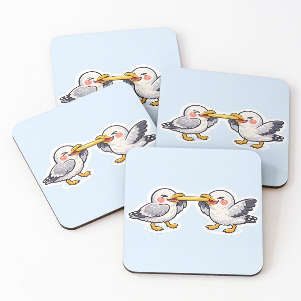 Item preview, Cute Seagulls Holding Baguette Sticker designed and sold by AkriDesigns.