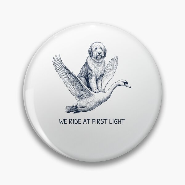 Item preview, We Ride at First Light Funny Old English Sheepdog Mute Swan Dog Lover designed and sold by DoodleTortle.