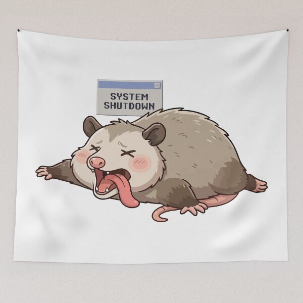 Item preview, System Shutdown Overwhelmed Lazy Opossum designed and sold by Petzzz.