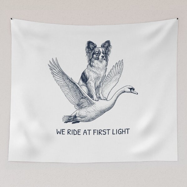 Item preview, We Ride at First Light Funny Papillon Mute Swan Dog Lover designed and sold by DoodleTortle.
