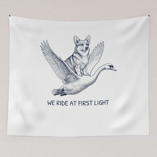 Item preview, We Ride at First Light Funny Pembroke Welsh Corgi Mute Swan Dog Lover designed and sold by DoodleTortle.