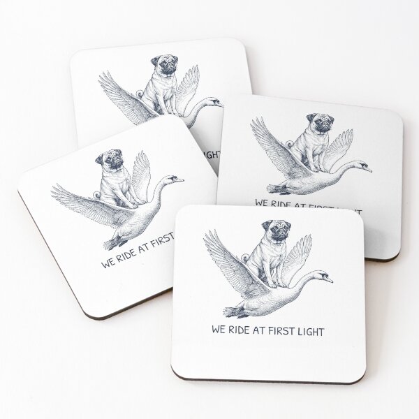 Item preview, We Ride at First Light Funny Pug Mute Swan Dog Lover designed and sold by DoodleTortle.