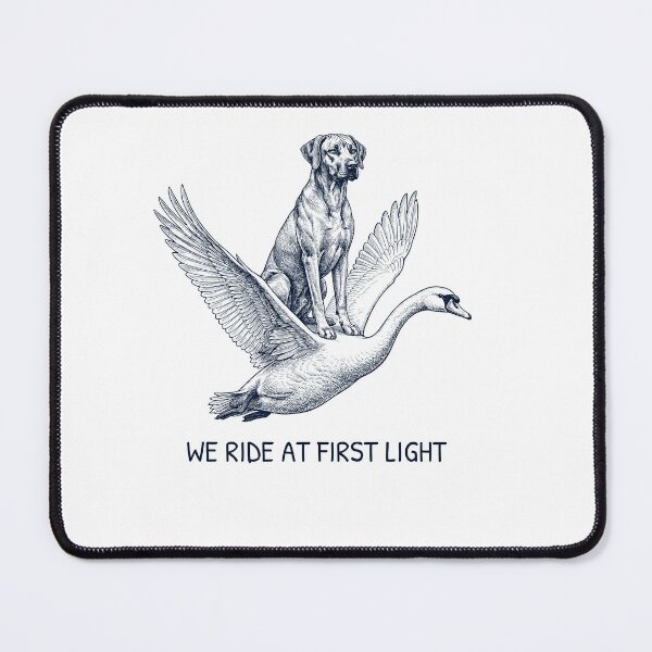 Item preview, We Ride at First Light Funny Rhodesian Ridgeback Mute Swan Dog Lover designed and sold by DoodleTortle.