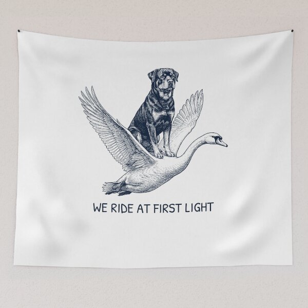 Item preview, We Ride at First Light Funny Rottweiler Mute Swan Dog Lover designed and sold by DoodleTortle.
