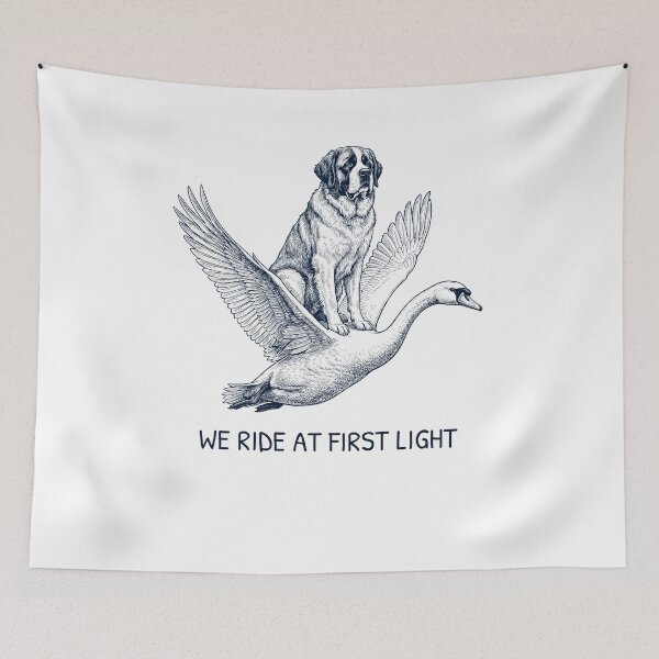 Item preview, We Ride at First Light Funny Saint Bernard Mute Swan Dog Lover designed and sold by DoodleTortle.