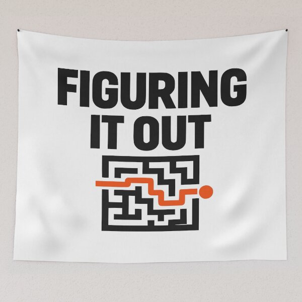 Item preview, Figuring It Out Minimalist Maze With Orange Path designed and sold by FunFitLife Studio.