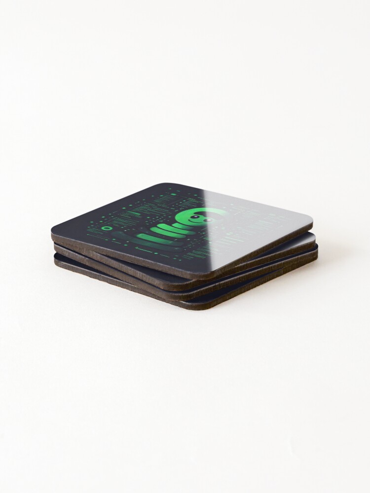 Thumbnail 4 of 5, Coasters (Set of 4), Cute Python Minimal Design designed and sold by YCDesigner.