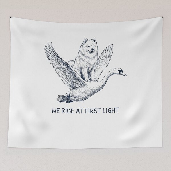 Item preview, We Ride at First Light Funny Samoyed Mute Swan Dog Lover designed and sold by DoodleTortle.