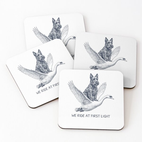 Item preview, We Ride at First Light Funny Scottish Terrier Mute Swan Dog Lover designed and sold by DoodleTortle.