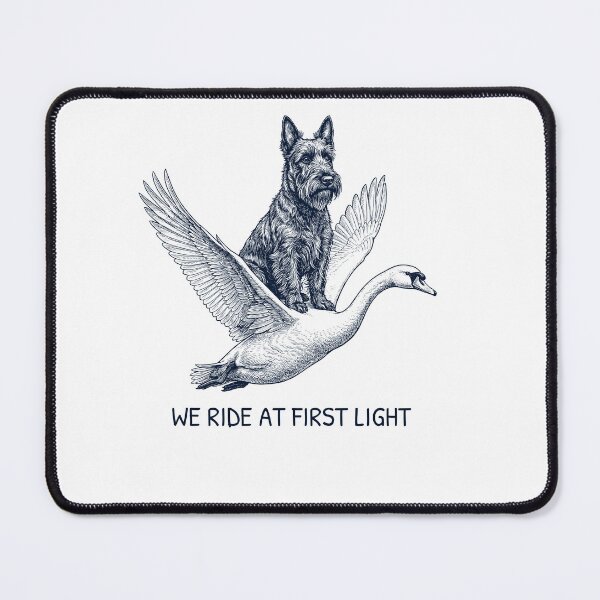 Item preview, We Ride at First Light Funny Scottish Terrier Mute Swan Dog Lover designed and sold by DoodleTortle.
