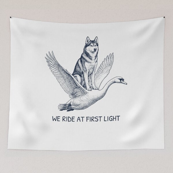 Item preview, We Ride at First Light Funny Siberian Husky Mute Swan Dog Lover designed and sold by DoodleTortle.