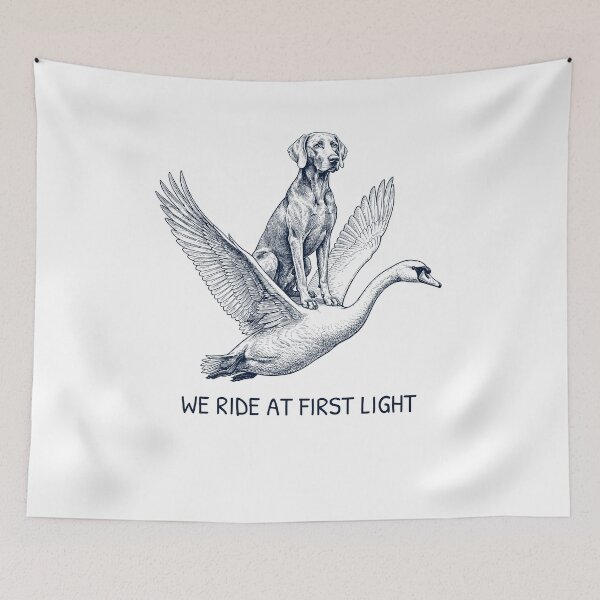 Item preview, We Ride at First Light Funny Weimaraner Mute Swan Dog Lover designed and sold by DoodleTortle.