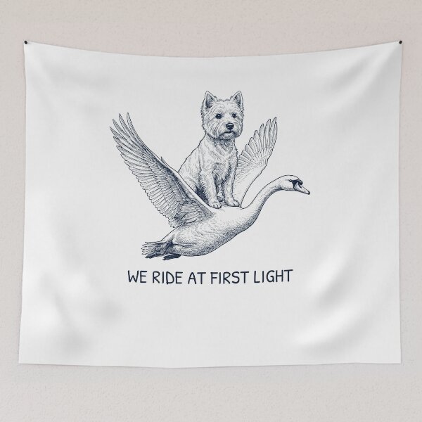 Item preview, We Ride at First Light Funny West Highland White Terrier Mute Swan Dog Lover designed and sold by DoodleTortle.