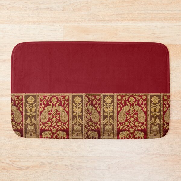 Item preview, Indian Kanjeevaram Silk Saree Print illustration - Red & Gold Zari Border designed and sold by Drishya-Designs.