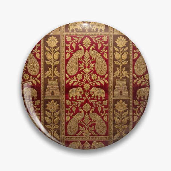 Item preview, Indian Kanjeevaram Silk Saree Print illustration - Red, Maroon and & Gold Zari Border designed and sold by Drishya-Designs.