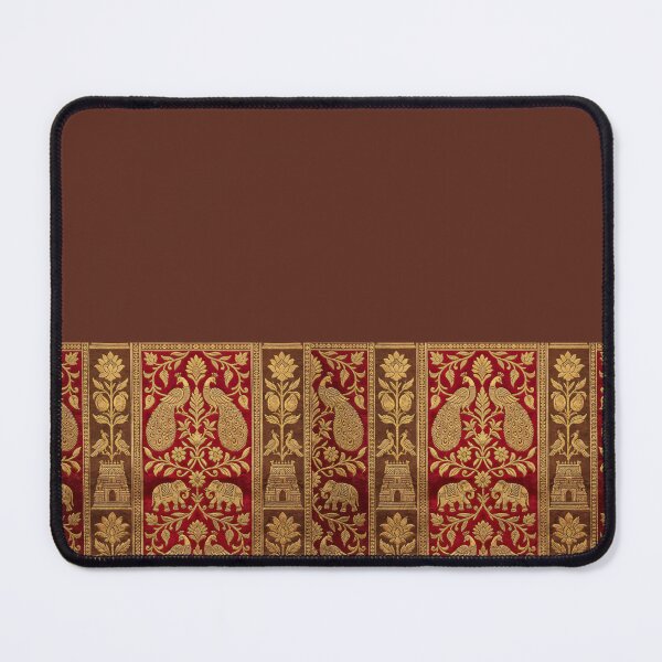 Item preview, Indian Kanjeevaram Silk Saree Print illustration - Red, Maroon and & Gold Zari Border designed and sold by Drishya-Designs.