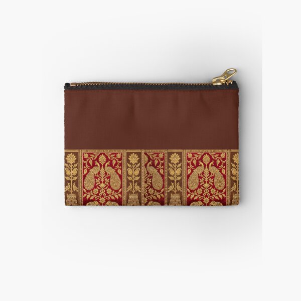 Item preview, Indian Kanjeevaram Silk Saree Print illustration - Red, Maroon and & Gold Zari Border designed and sold by Drishya-Designs.