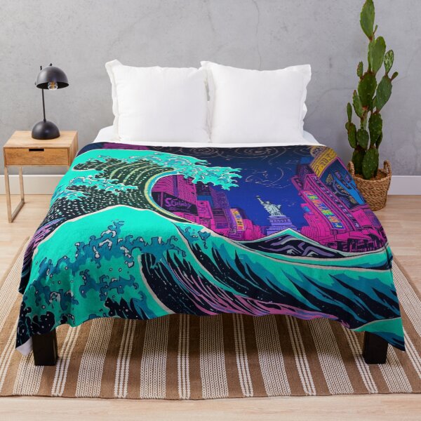 Item preview, Cyberpunk Great Wave NYC | Neon Synthwave Mashup Art designed and sold by Vandy Fullam.