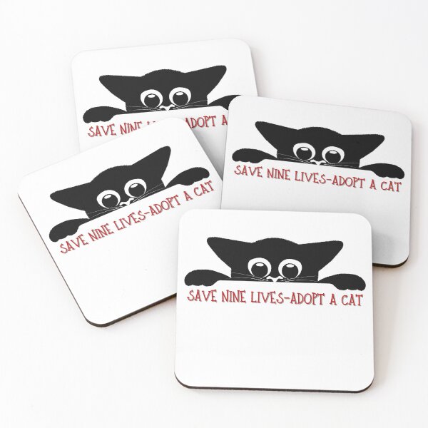 Item preview, Save Nine Lives - Adopt a Cat. Gift for an Animal, Cat Lover.  designed and sold by ShrimpAndGrits.