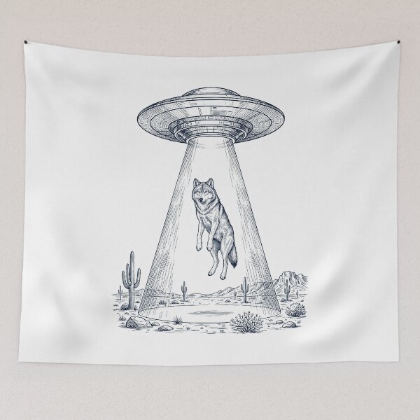 Item preview, Vintage Wolf UFO Alien Western Animal Lover designed and sold by TerryConnells.