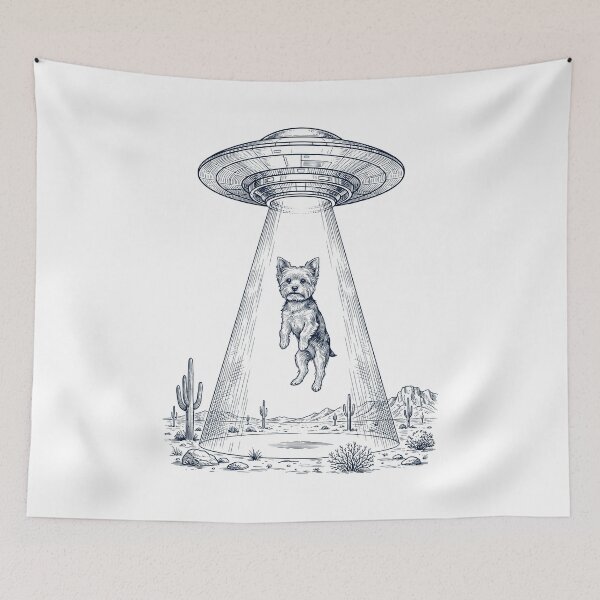 Item preview, Vintage Yorkshire Terrier UFO Alien Western Dog Mom Dad Lover designed and sold by TerryConnells.