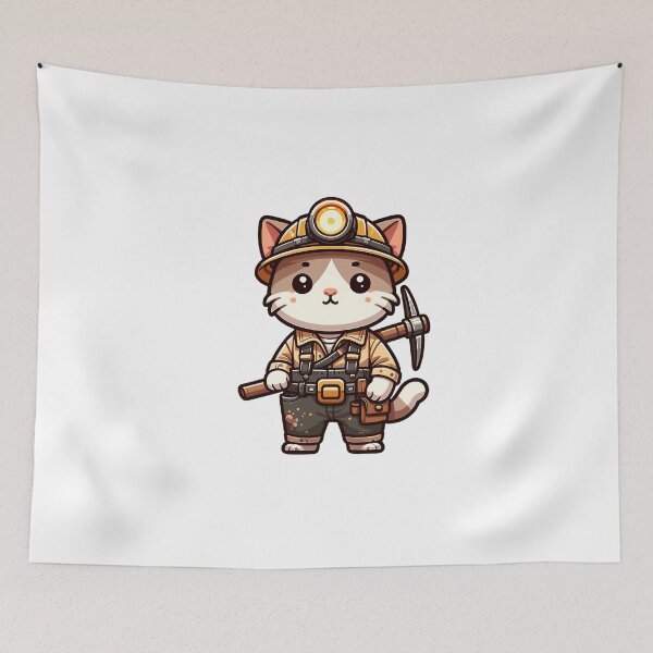 Item preview, Cute Miner Cat Hard Work Gift for Workers designed and sold by CyfroweMysli.
