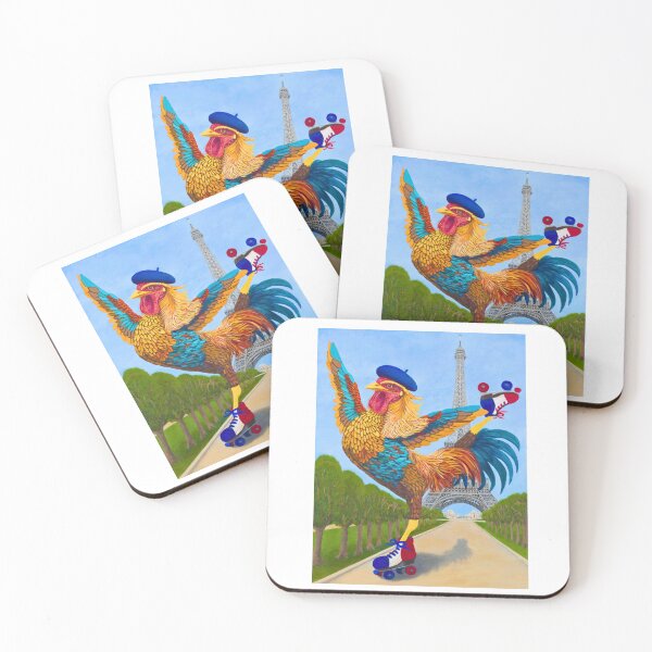 Item preview, L'Arabesque - Roller Skating Gallic Rooster, Paris designed and sold by birdsofthequads.
