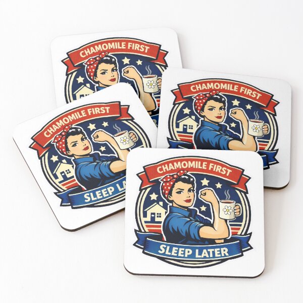 Item preview, Chamomile First, Sleep Later retro Rosie the Riveter Inspired Design designed and sold by MuggyandMo.