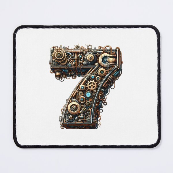 Item preview, Cyberpunk Mechanical Number 7 Steampunk Art designed and sold by AlanyaArtX.