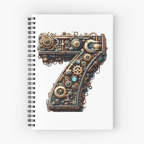 Item preview, Cyberpunk Mechanical Number 7 Steampunk Art designed and sold by AlanyaArtX.