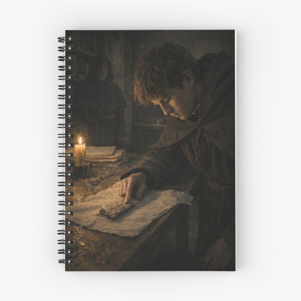 Item preview, Early Medieval Monastery Relic Print | Historical Fantasy Scriptorium Wall Art | Dark Anglo-Saxon Rune Study Scene designed and sold by Element Horizon Studio.