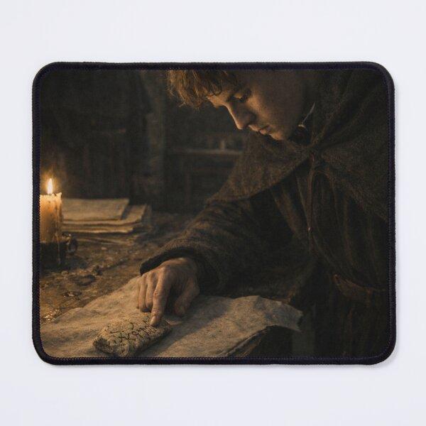 Item preview, Early Medieval Monastery Relic Print | Historical Fantasy Scriptorium Wall Art | Dark Anglo-Saxon Rune Study Scene designed and sold by Element Horizon Studio.