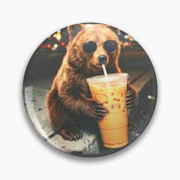 Item preview, Grizzly Bear Sipping Iced Coffee in Sunglasses designed and sold by Abibless1998.