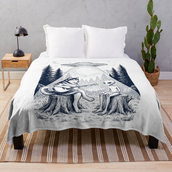 Item preview, Vintage Alaskan Malamute Playing Guitar With Alien And UFO Dog Lover designed and sold by DoodleTortle.