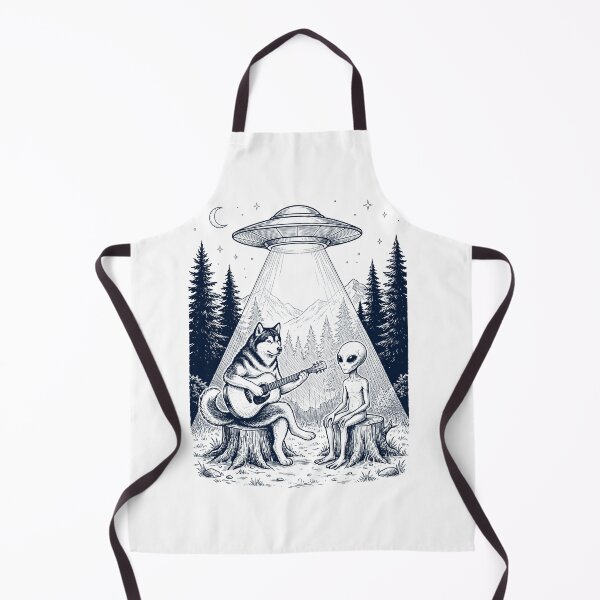 Item preview, Vintage Alaskan Malamute Playing Guitar With Alien And UFO Dog Lover designed and sold by DoodleTortle.