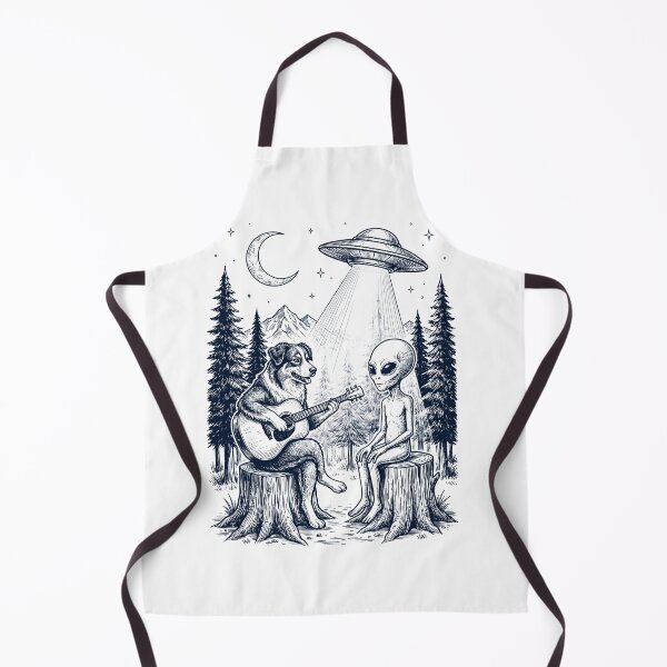 Item preview, Vintage Australian Shepherd Playing Guitar With Alien And UFO Dog Lover designed and sold by DoodleTortle.