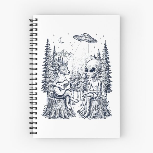 Item preview, Vintage Basenji Playing Guitar With Alien And UFO Dog Lover designed and sold by DoodleTortle.